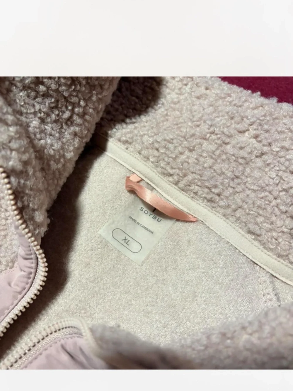 Soybu Sherpa Fleece Jacket XL Cozy Neutral Full Zip Athleisure - Picture 3 of 5